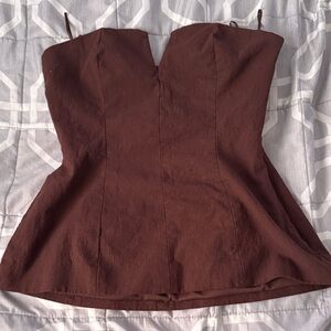 Zara Chocolate Brown Strapless Top